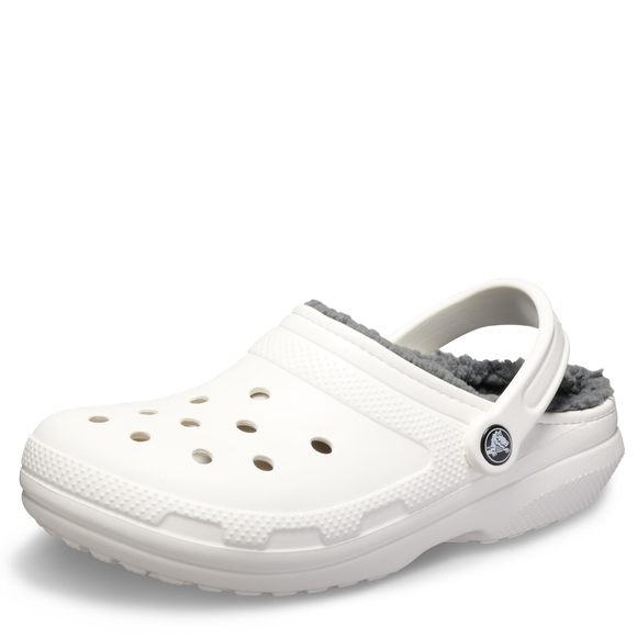 CROCS CLASSIC LINED CLOG WHITE/GREY MEN'S 11, MEDIUM - Picture 1 of 6